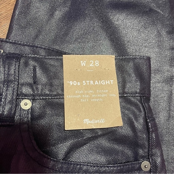 Madewell Jeans Women’s Size 28 Midnight Blue Foil 90's Straight High-Rise NWT - Picture 7 of 14